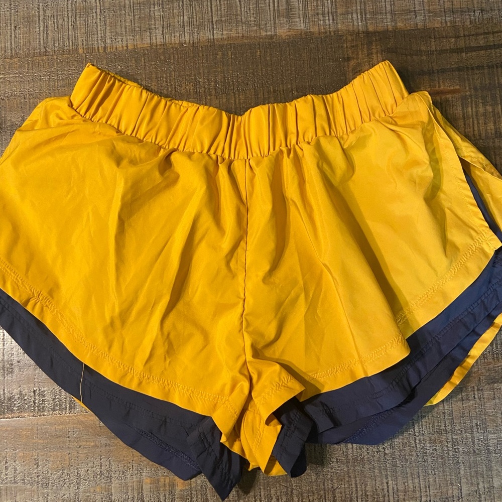 Free People Yellow and Navy Athletic Shorts
